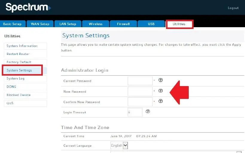 charter spectrum router login