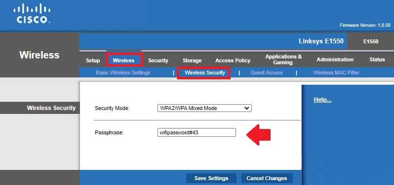 cisco wifi router password