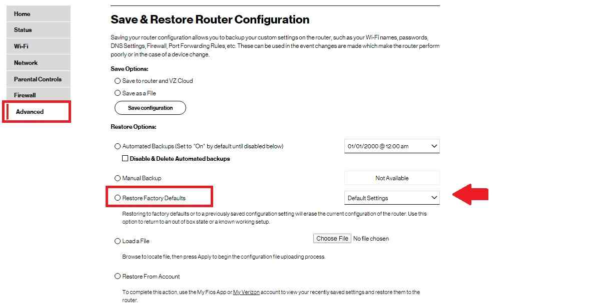 how to reset verizon wifi router