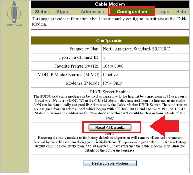 Reset Motorola Modem If Login Password