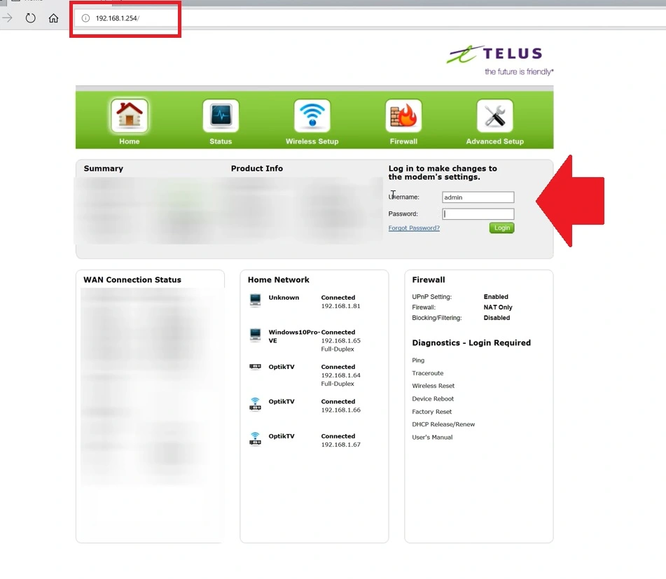 telus router login password