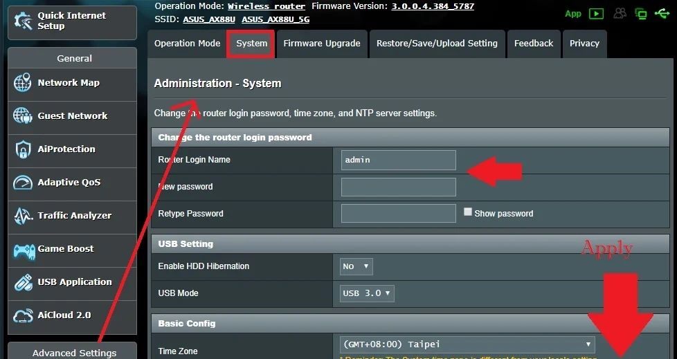 how to login into asus router