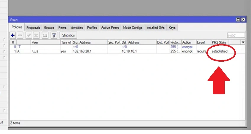 Configuring an IPSec Tunnel in RouterOS 